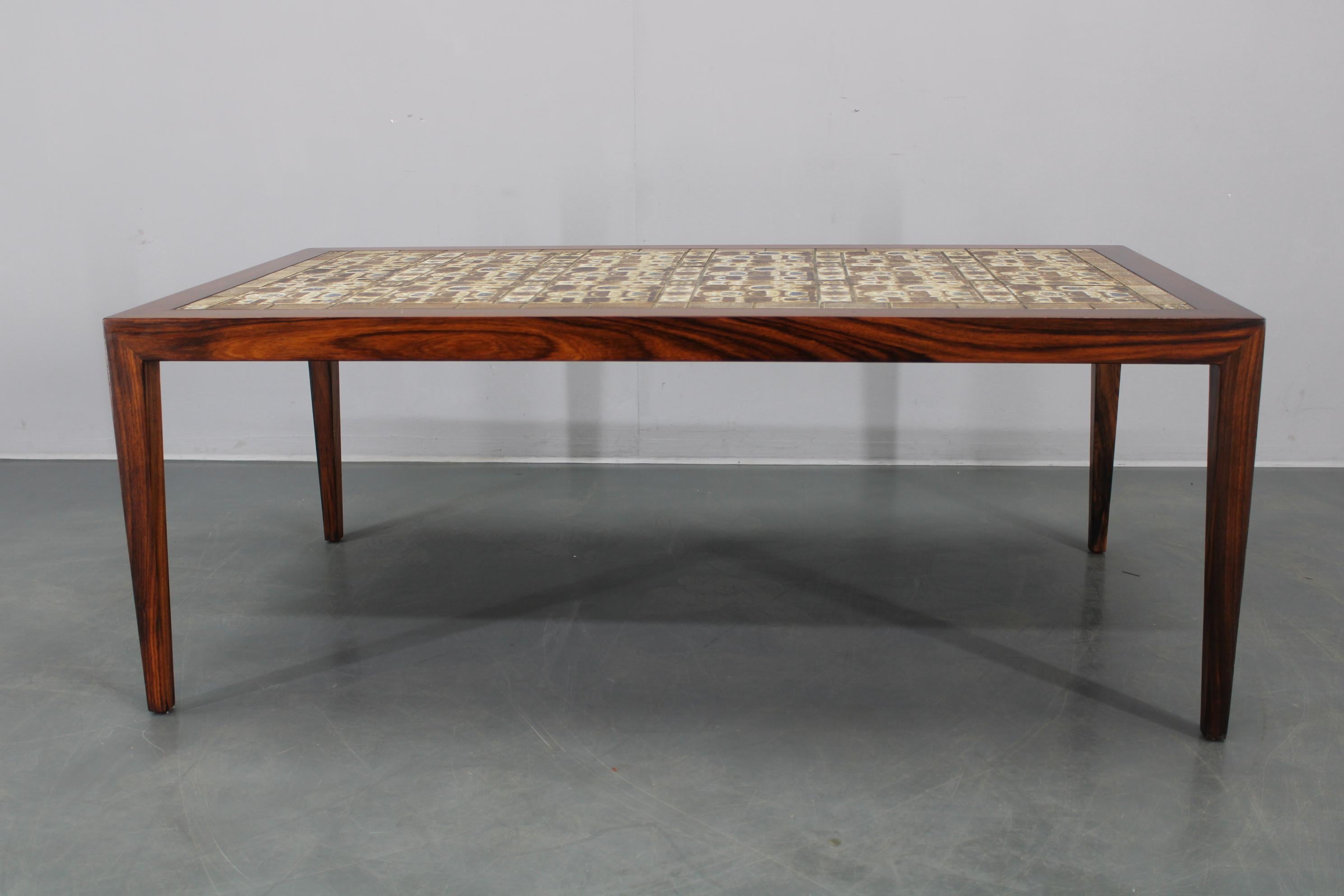 Mid-century Danish Haslev Mobelsnedkeri Coffee Table with Royal Copenhagen Ceram For Sale 4