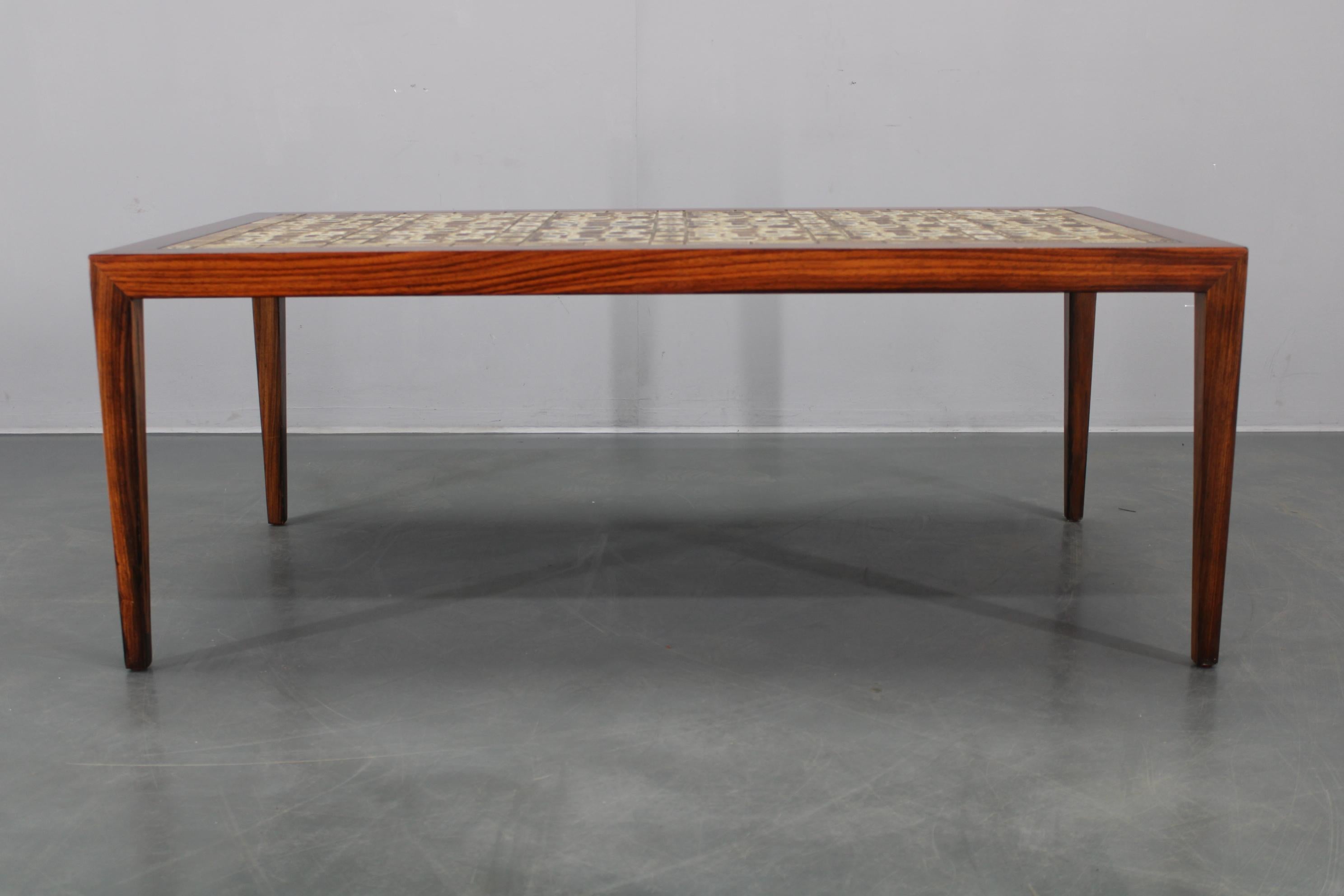 Mid-Century Modern Mid-century Danish Haslev Mobelsnedkeri Coffee Table with Royal Copenhagen Ceram For Sale