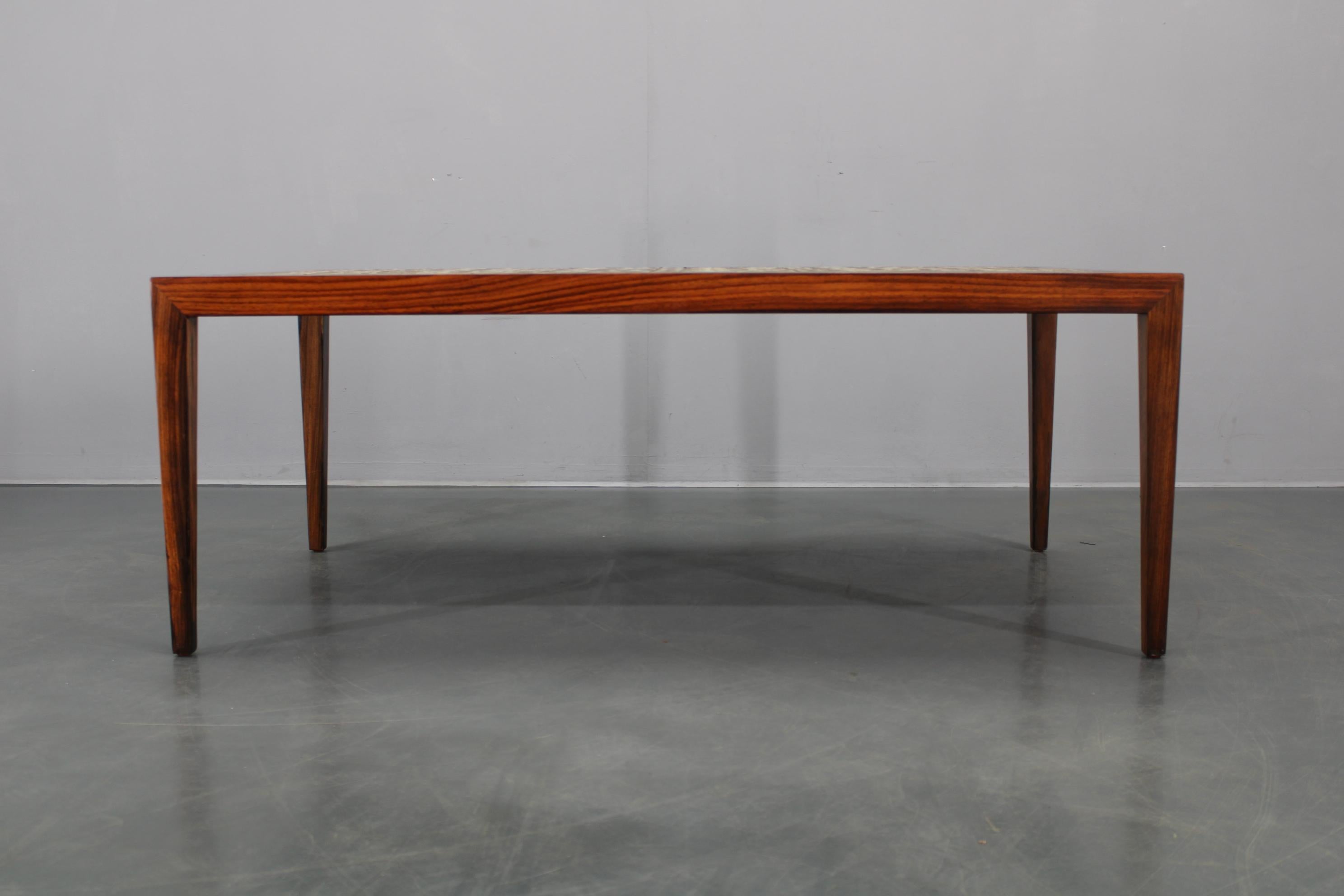 Veneer Mid-century Danish Haslev Mobelsnedkeri Coffee Table with Royal Copenhagen Ceram For Sale