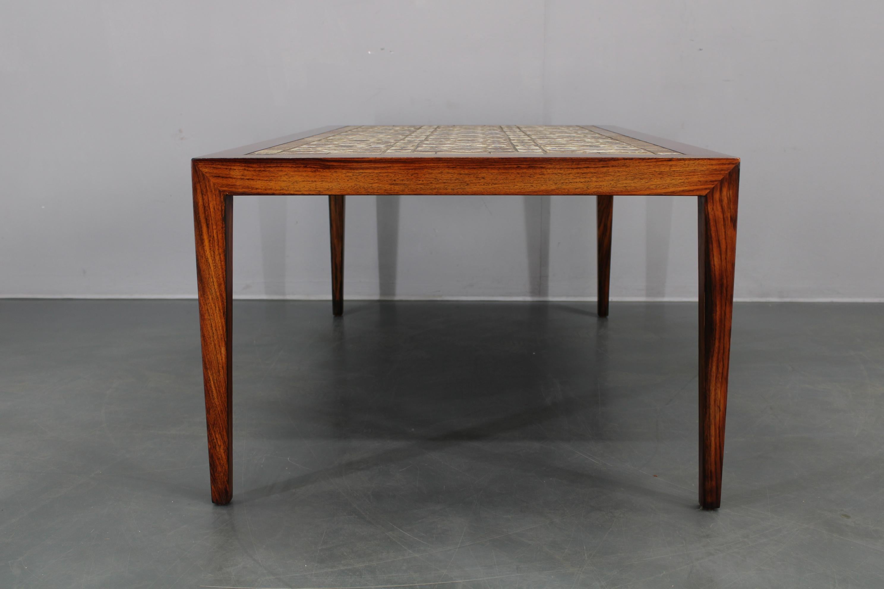 Mid-century Danish Haslev Mobelsnedkeri Coffee Table with Royal Copenhagen Ceram For Sale 2