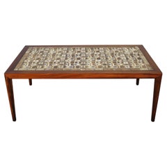 Mid-century Danish Haslev Mobelsnedkeri Coffee Table with Royal Copenhagen Ceram