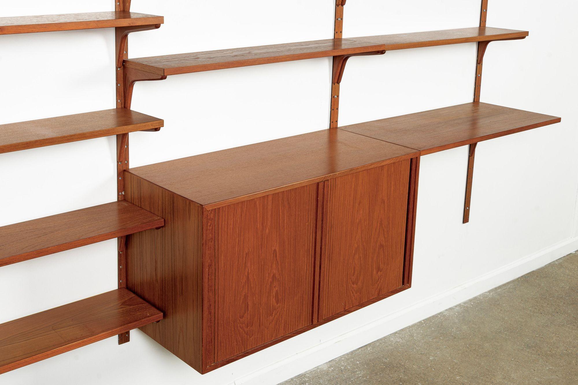 Metal Mid Century Danish HG Teak Wood Modular Wall Unit Shelving & Bookcase For Sale