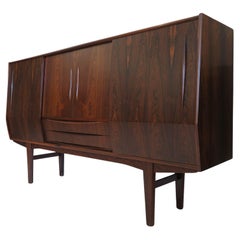 Mid-century Danish High Sideboard in Brazilian Rosewood with Center Bar