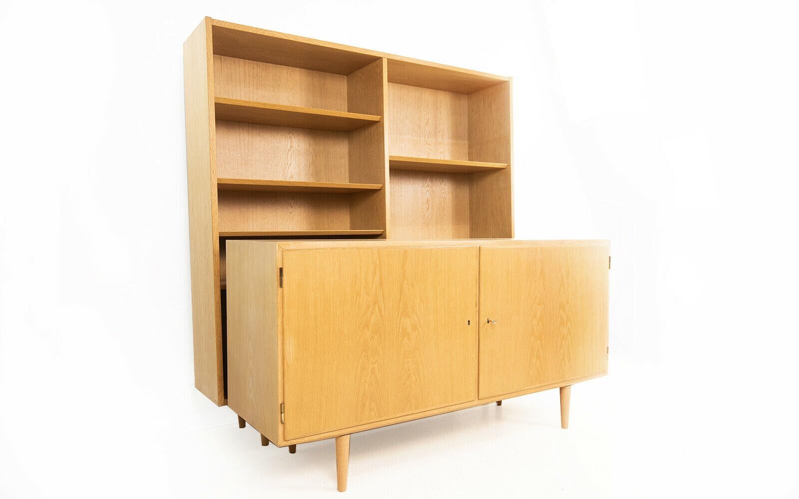 Mid-Century Modern Mid Century Danish Hundevad Blonde Oak Bookcase & Sideboard Set, 1970s