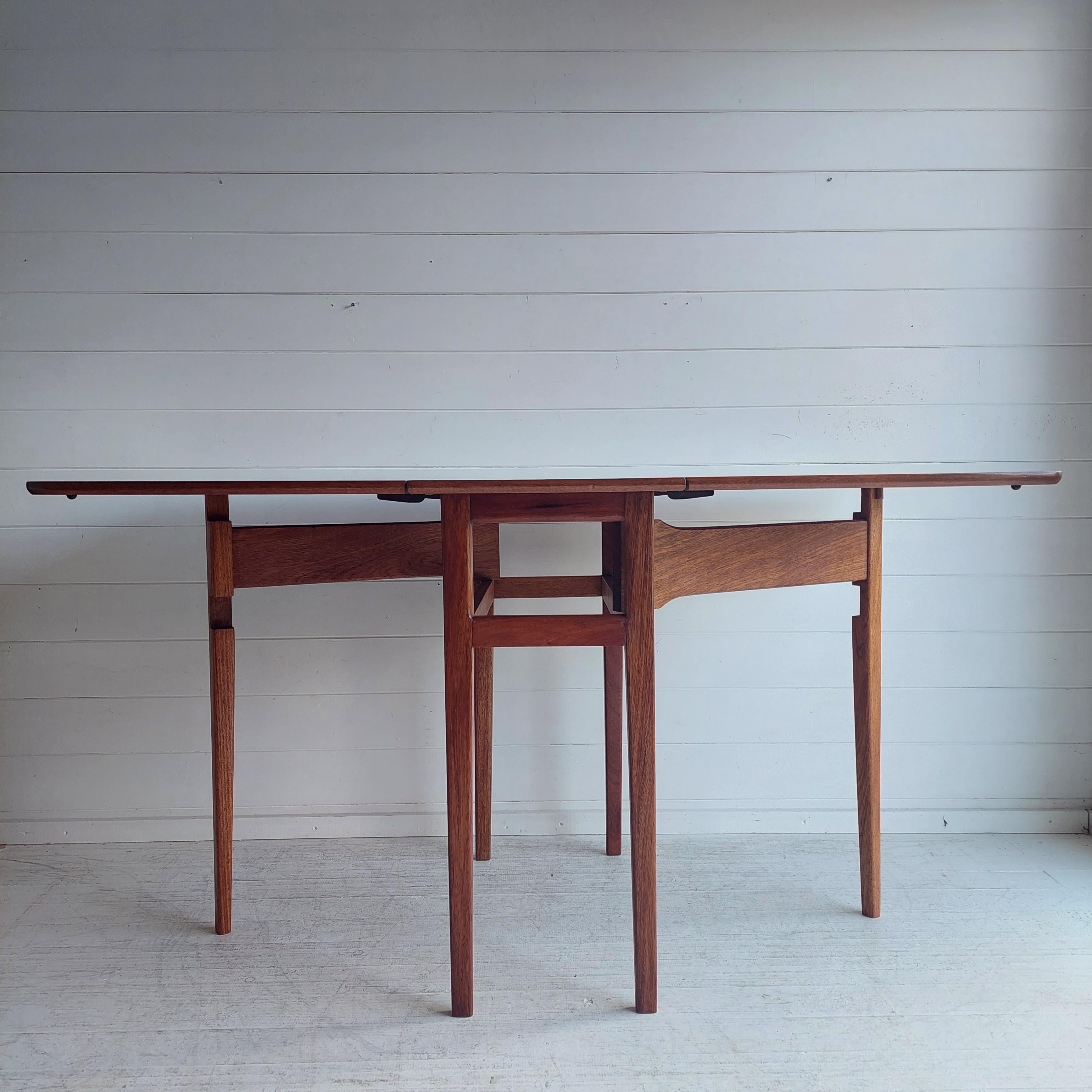 Mid Century Danish Influenced Folding Gate Leg Teak Dining Table 1970s 6