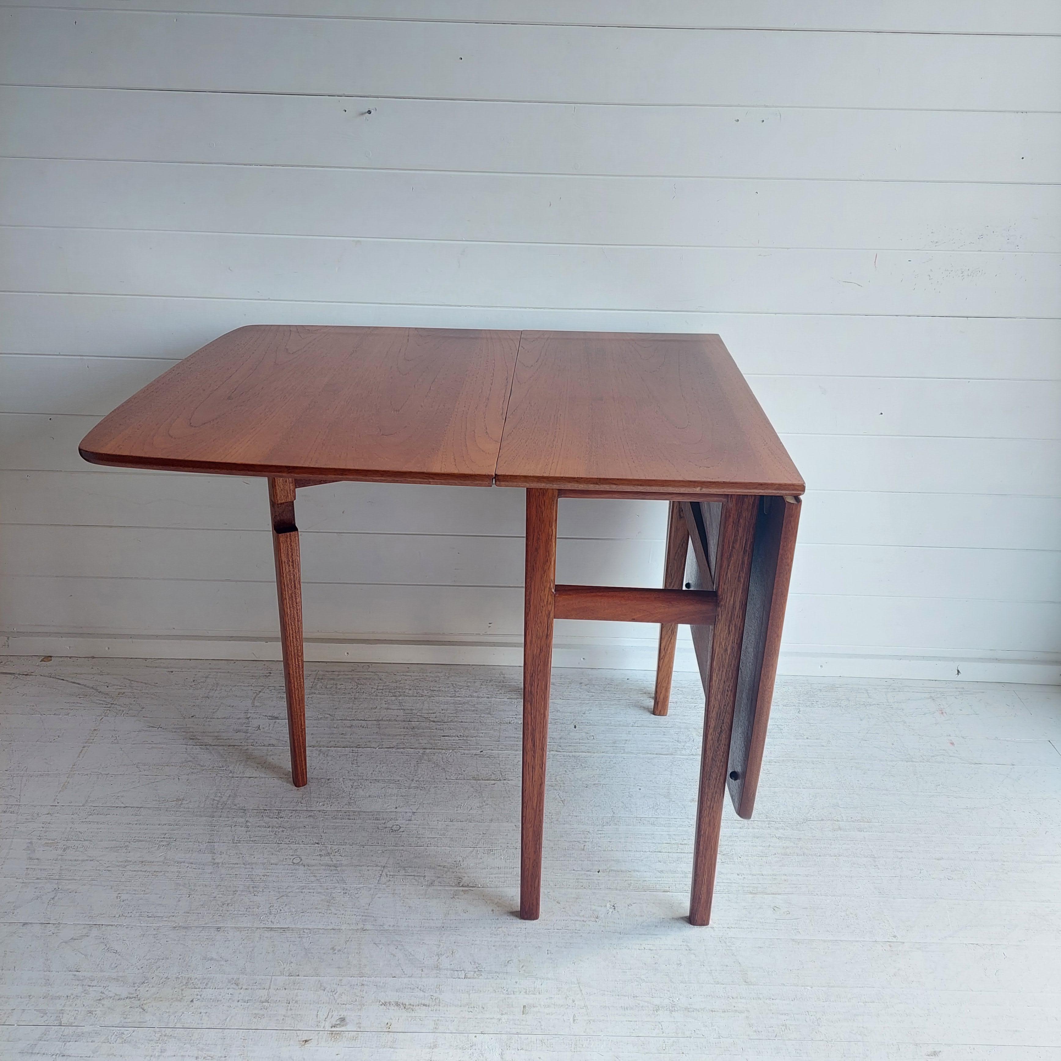 Mid-Century Modern Mid Century Danish Influenced Folding Gate Leg Teak Dining Table 1970s