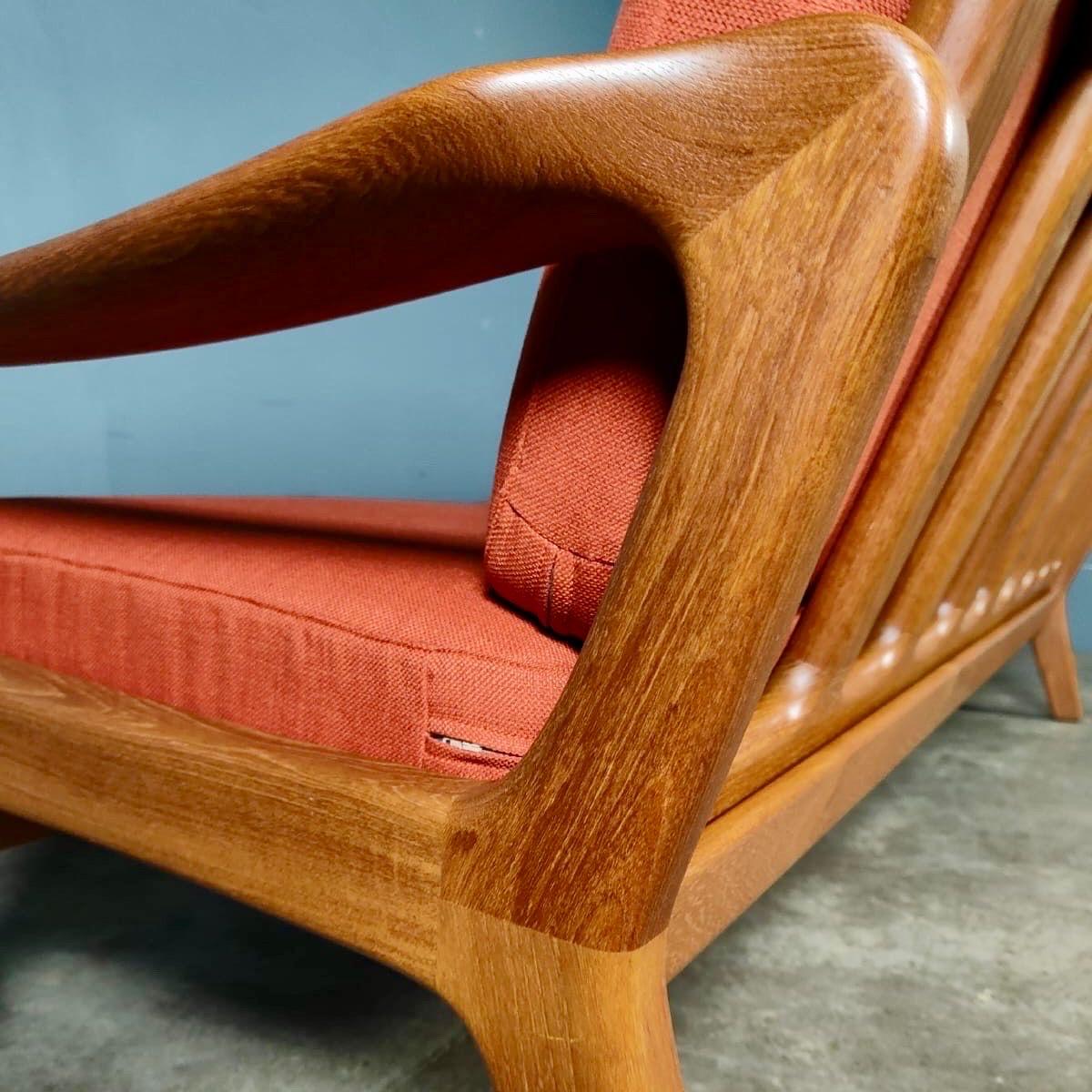 Other Mid Century Danish Juul Kristensen Orange Three Seater Sofa Bed Vintage Retro