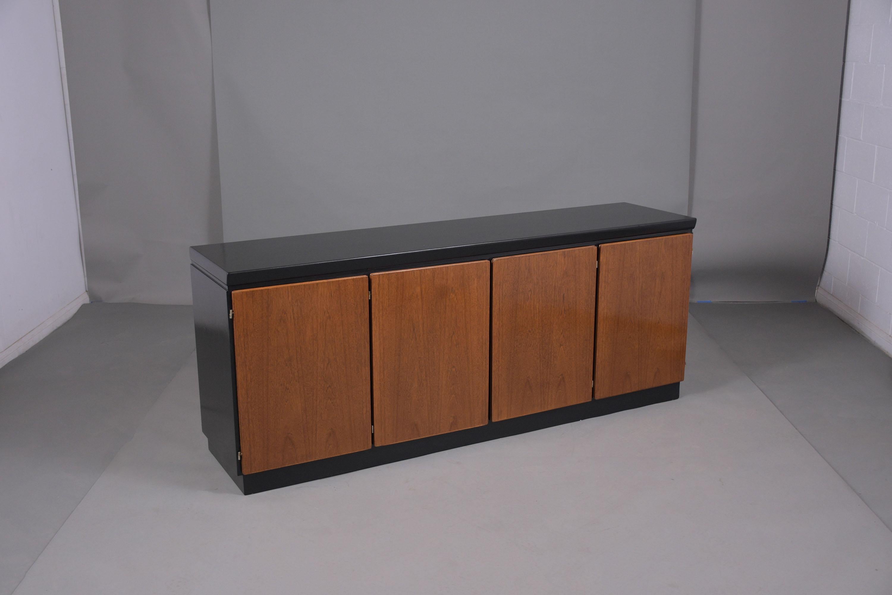 Carved Mid-Century Danish Lacquered Credenza