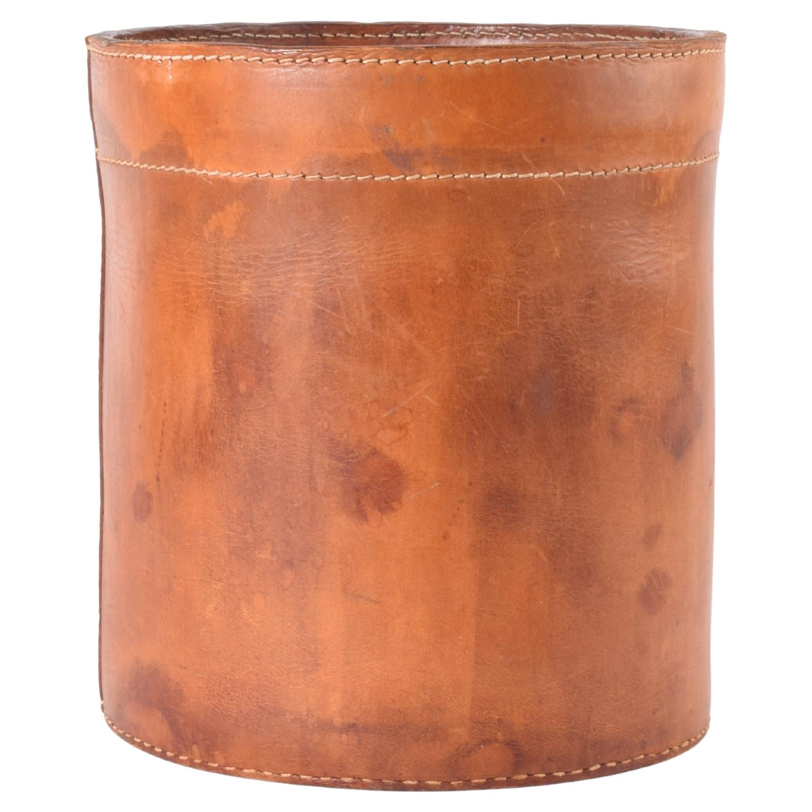 Mid-century Danish Leather Basket Paper Bin by Torben Ørskov & Co, ca 1960s