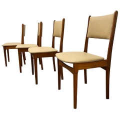 Sillas de comedor de cuero danesas de mediados de siglo - Juego de 4