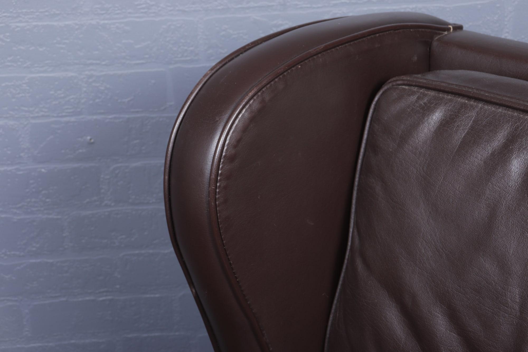 Mid Century Danish Leather Wing Chair, c1960 7