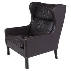 Mid Century Danish Leather Wing Chair, c1960