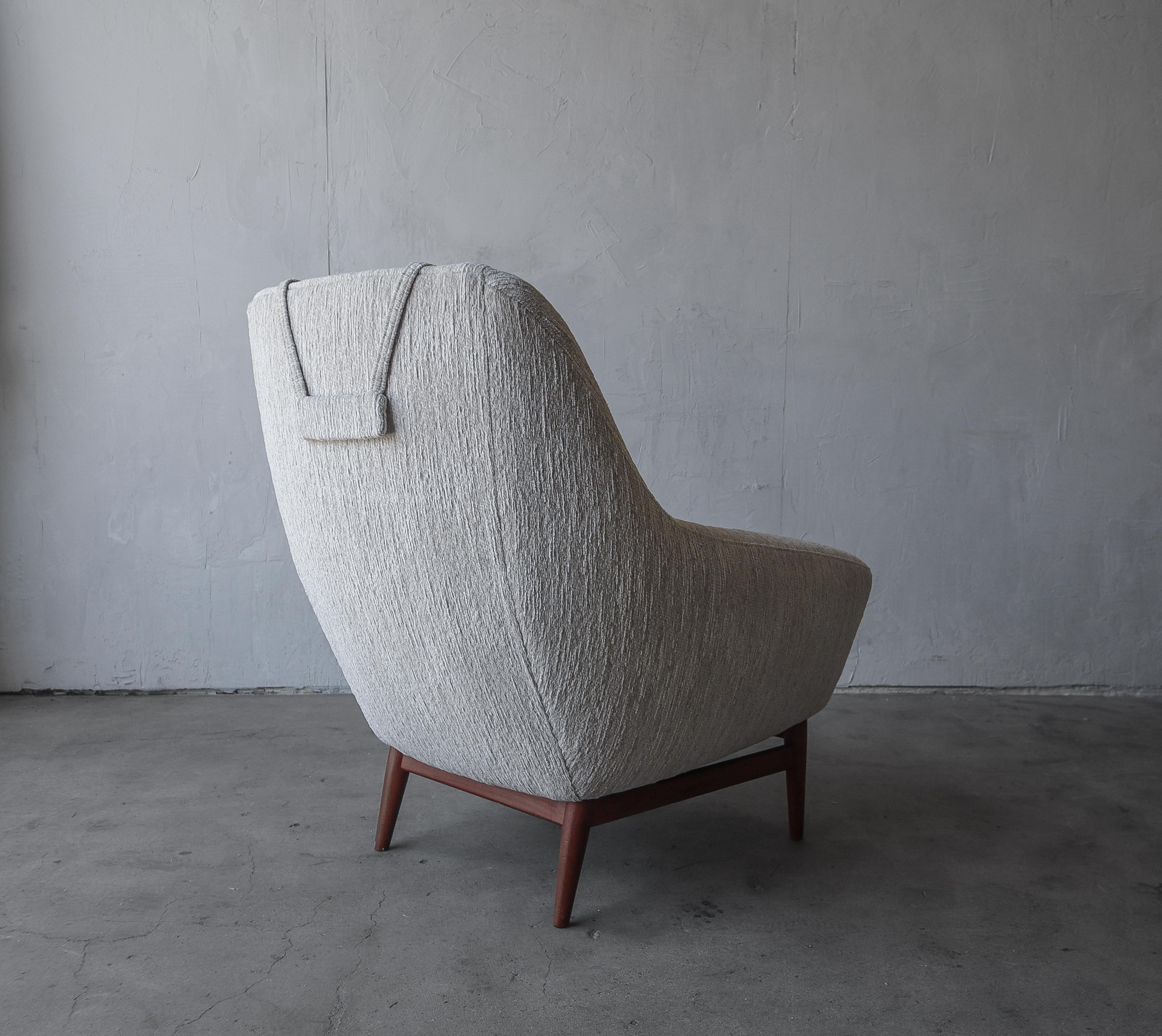 Chenille Mid-Century Danish Lounge Chair