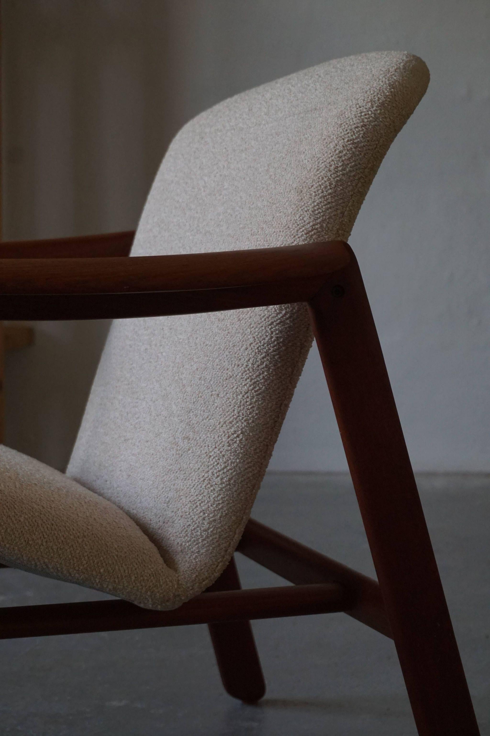 Mid-20th Century Mid Century Danish Lounge Chair in Teak and Bouclé, Finn Juhl Style, 1960s