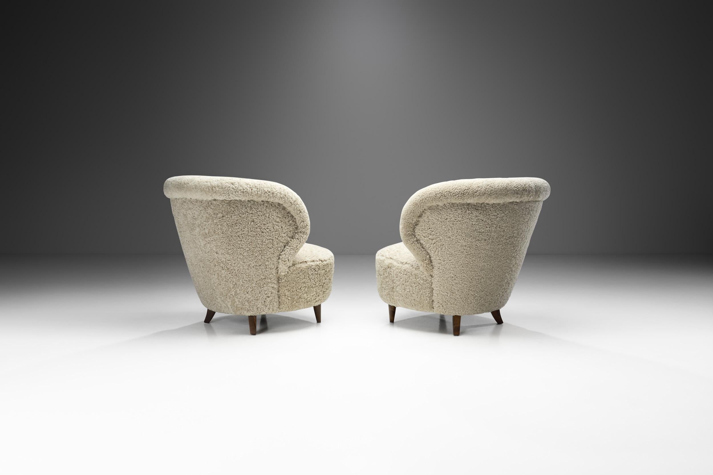 Mid-20th Century Mid-Century Danish Lounge Chairs in Sheepskin, Denmark 1950s For Sale
