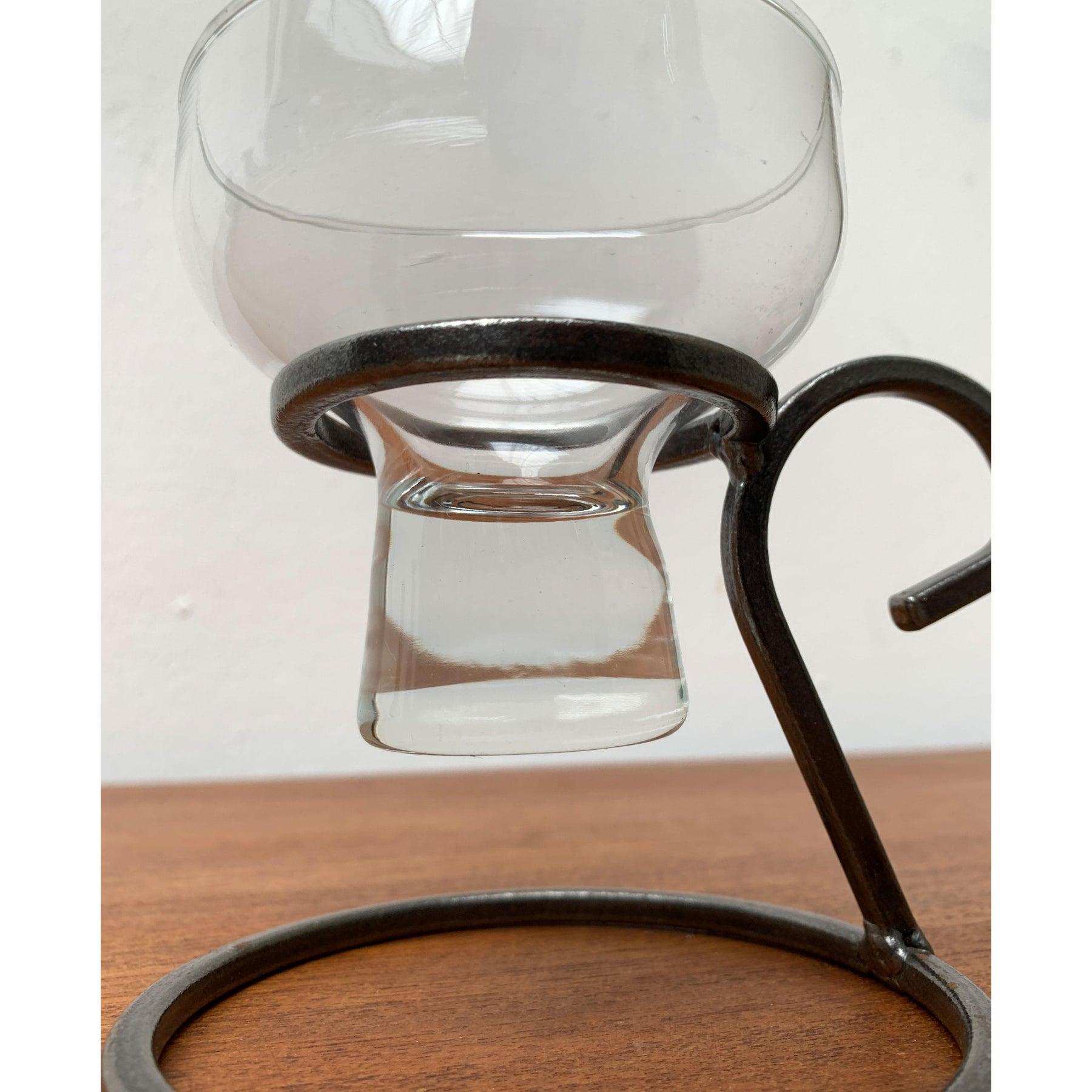 Mid-Century Danish Metal and Glass Candleholder 1960s For Sale 5