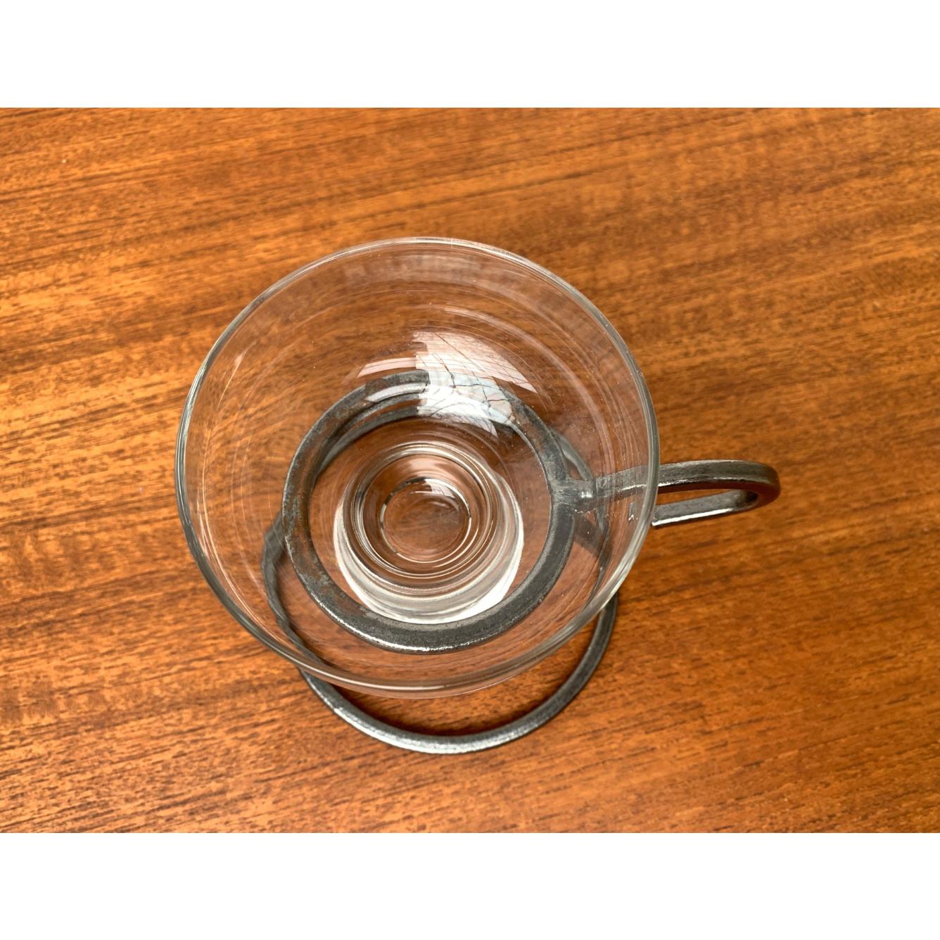 Mid-Century Danish Metal and Glass Candleholder 1960s For Sale 6