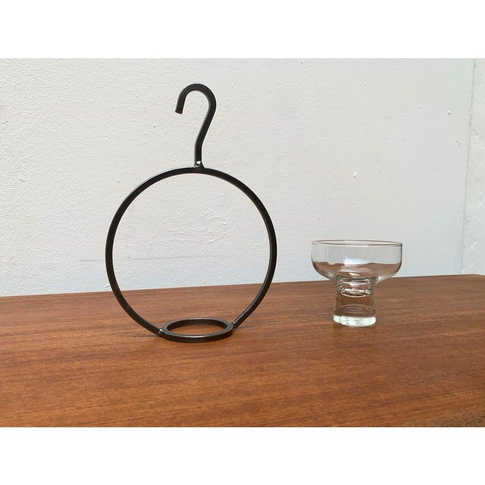 Mid-Century Danish Metal and Glass Candleholder, 1960s For Sale 6