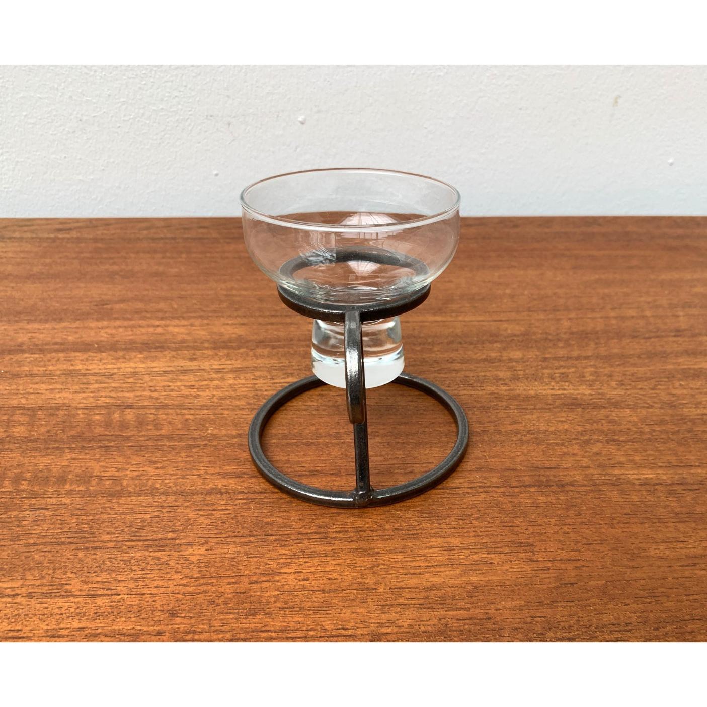 Mid-Century Danish Metal and Glass Candleholder 1960s For Sale 7