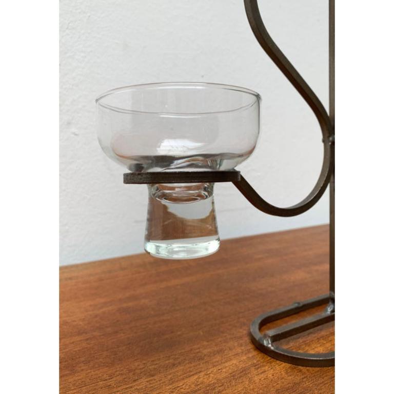 Mid-Century Danish Metal and Glass Candleholder, 1960s For Sale 7