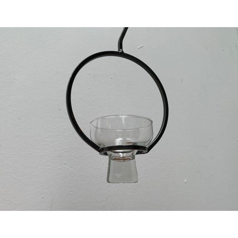 Mid-Century Danish Metal and Glass Candleholder, 1960s For Sale 7