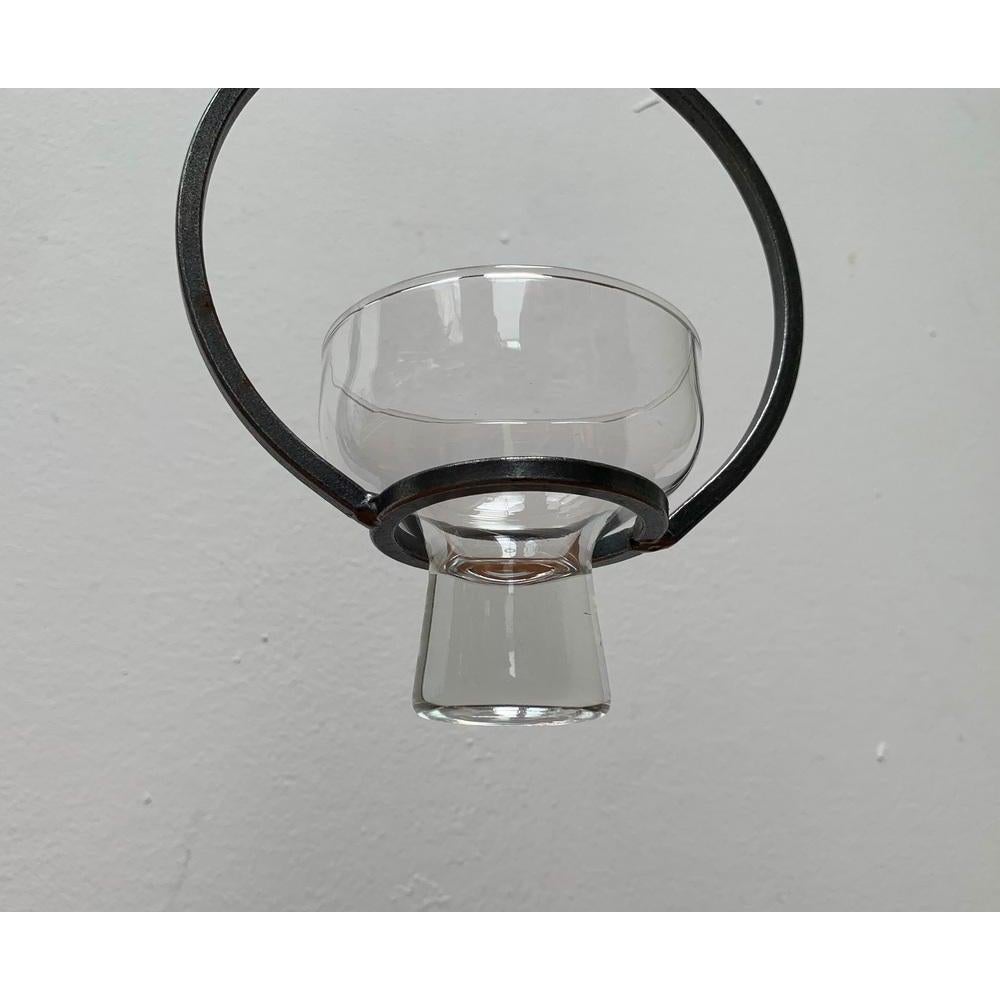 Mid-Century Modern Mid-Century Danish Metal and Glass Candleholder, 1960s For Sale
