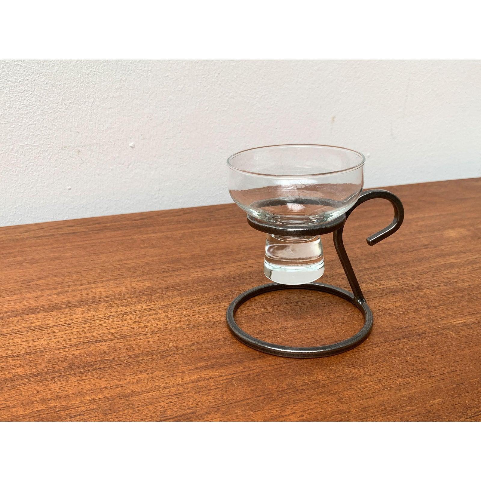 Mid-Century Danish Metal and Glass Candleholder 1960s In Excellent Condition For Sale In Hamburg, DE