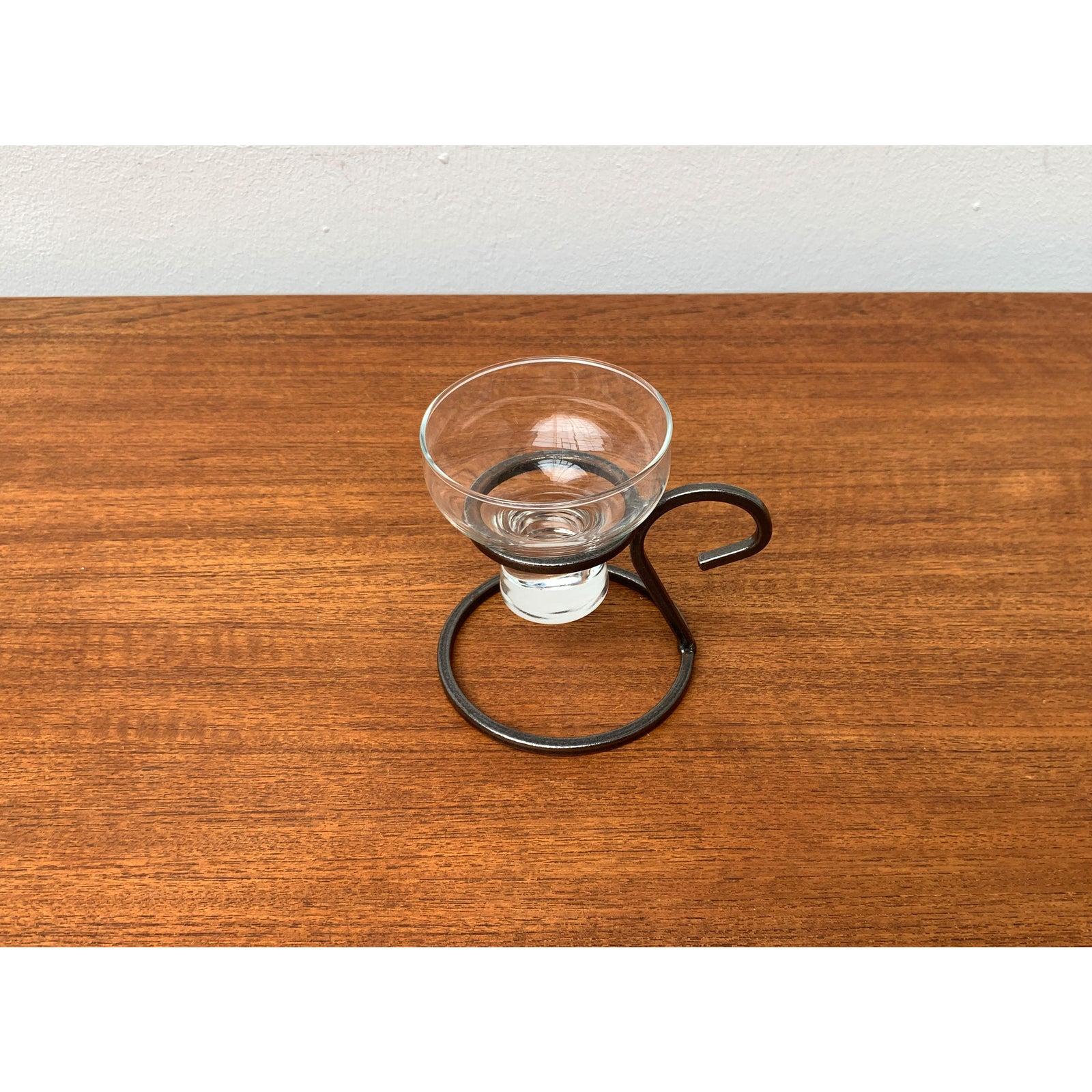 20th Century Mid-Century Danish Metal and Glass Candleholder 1960s For Sale