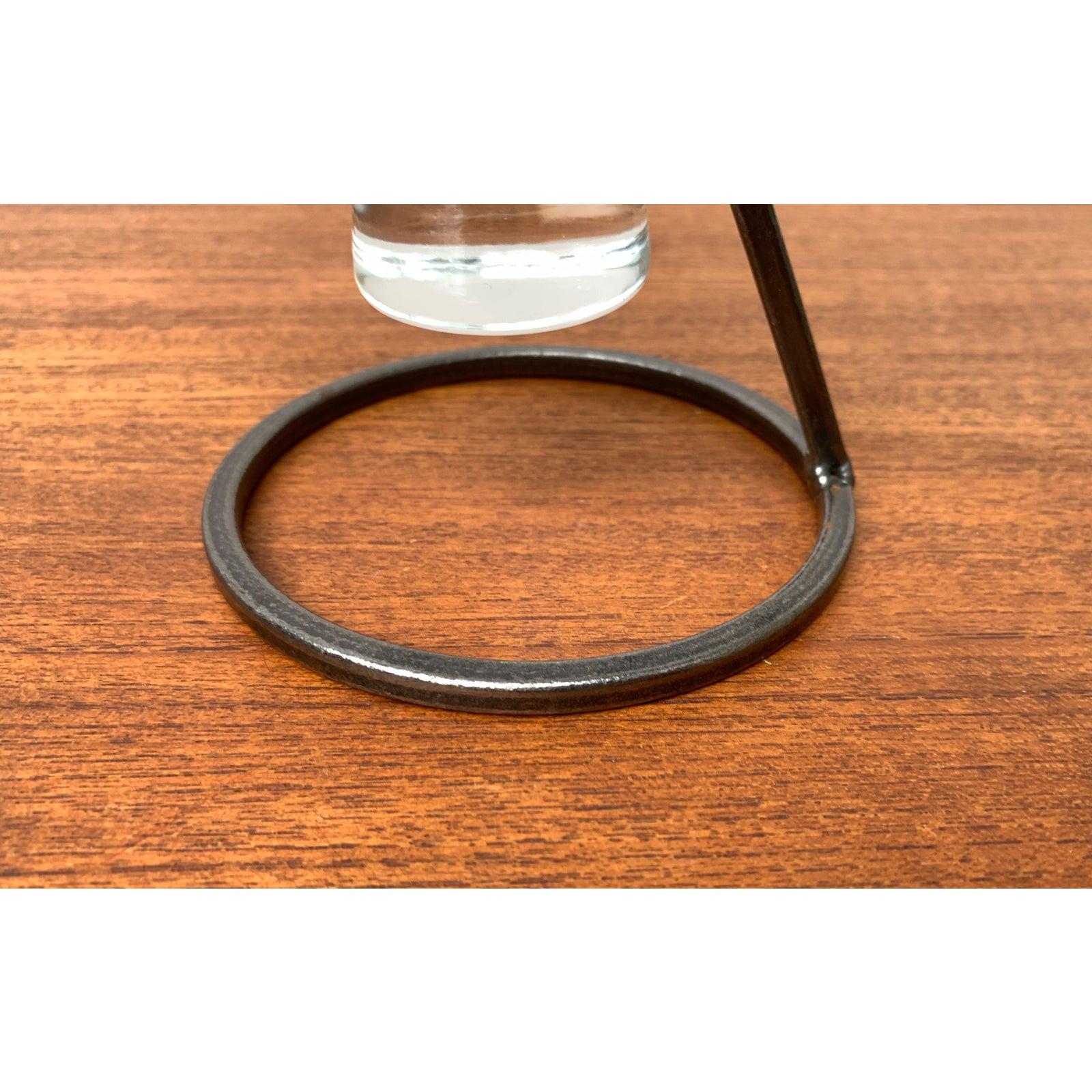 Mid-Century Danish Metal and Glass Candleholder 1960s For Sale 1
