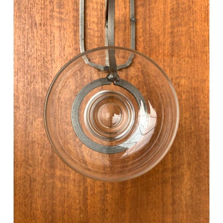 Mid-Century Danish Metal and Glass Candleholder, 1960s For Sale 1