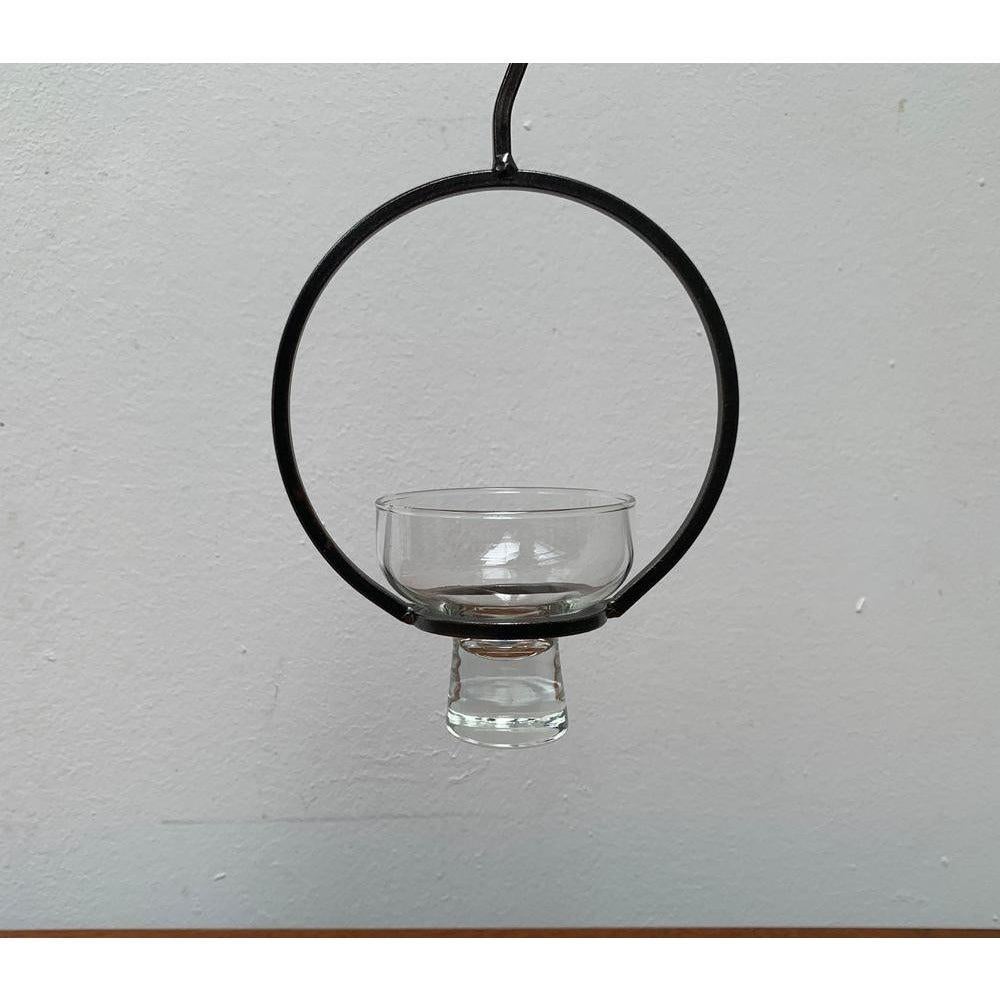 Mid-Century Danish Metal and Glass Candleholder, 1960s For Sale 1
