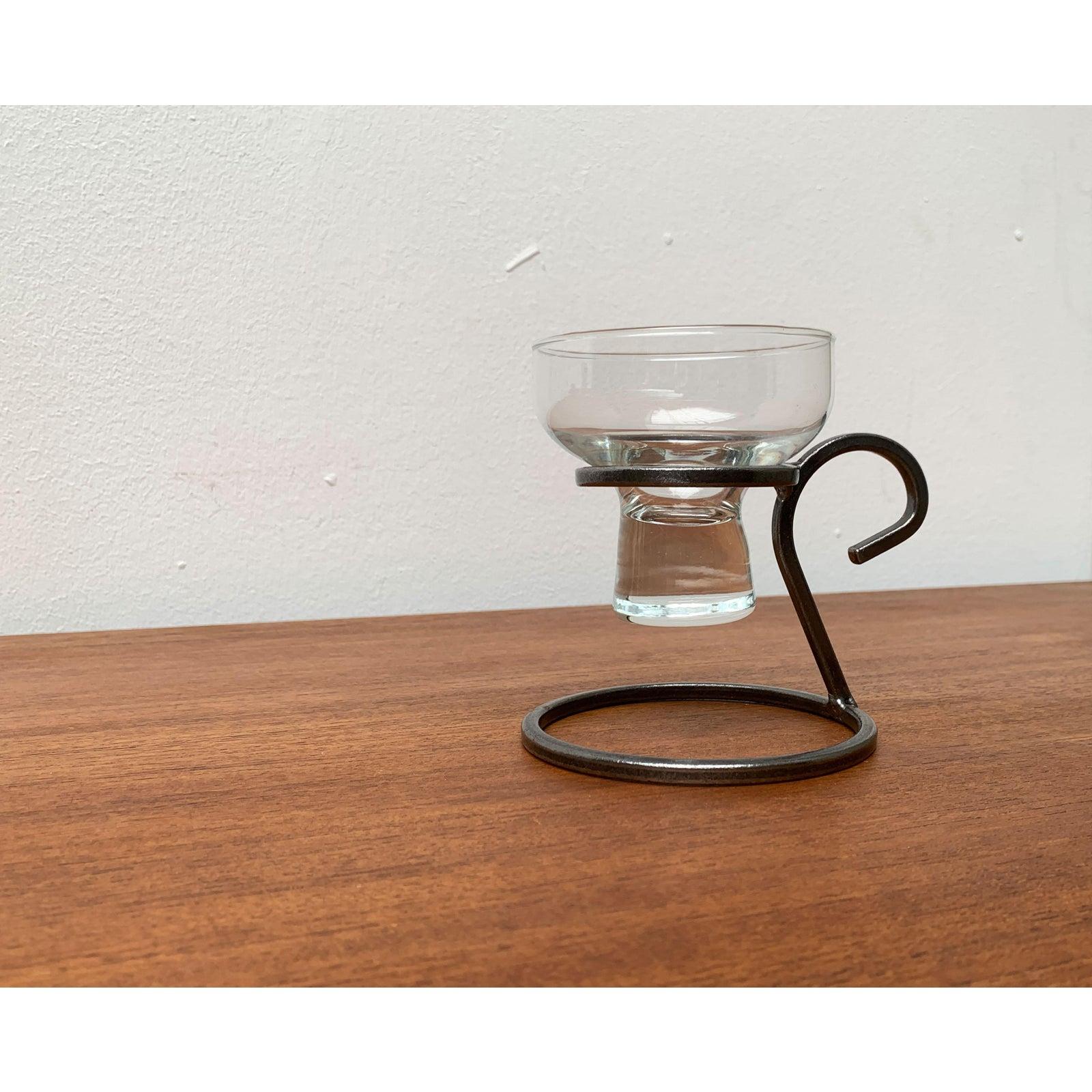 Mid-Century Danish Metal and Glass Candleholder 1960s For Sale 2