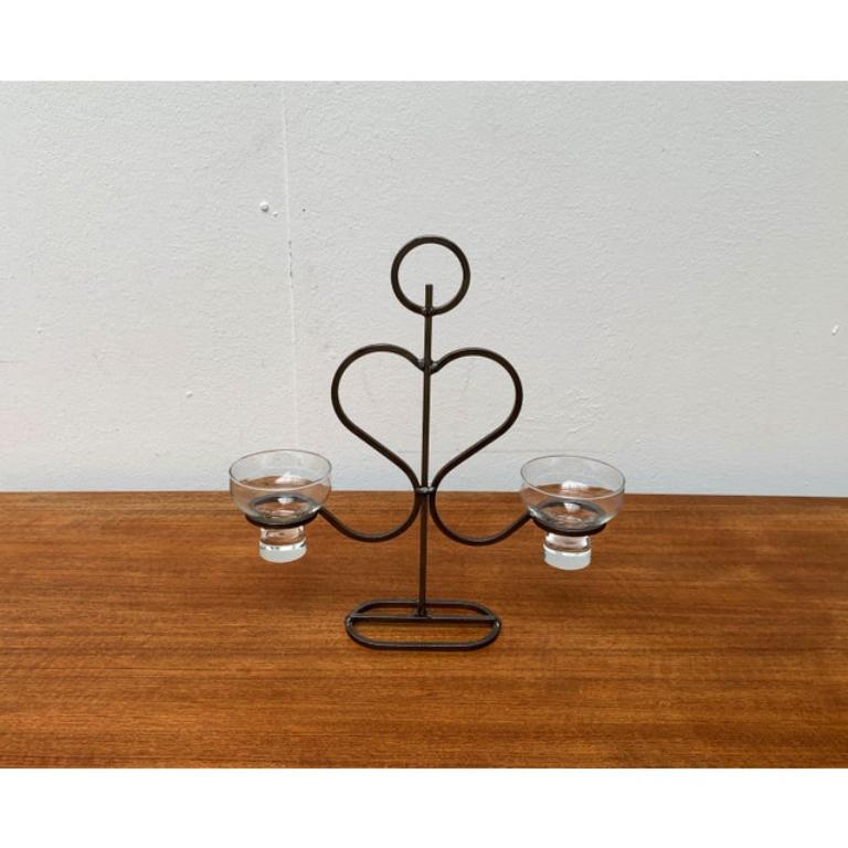 Mid-Century Danish Metal and Glass Candleholder, 1960s For Sale 2