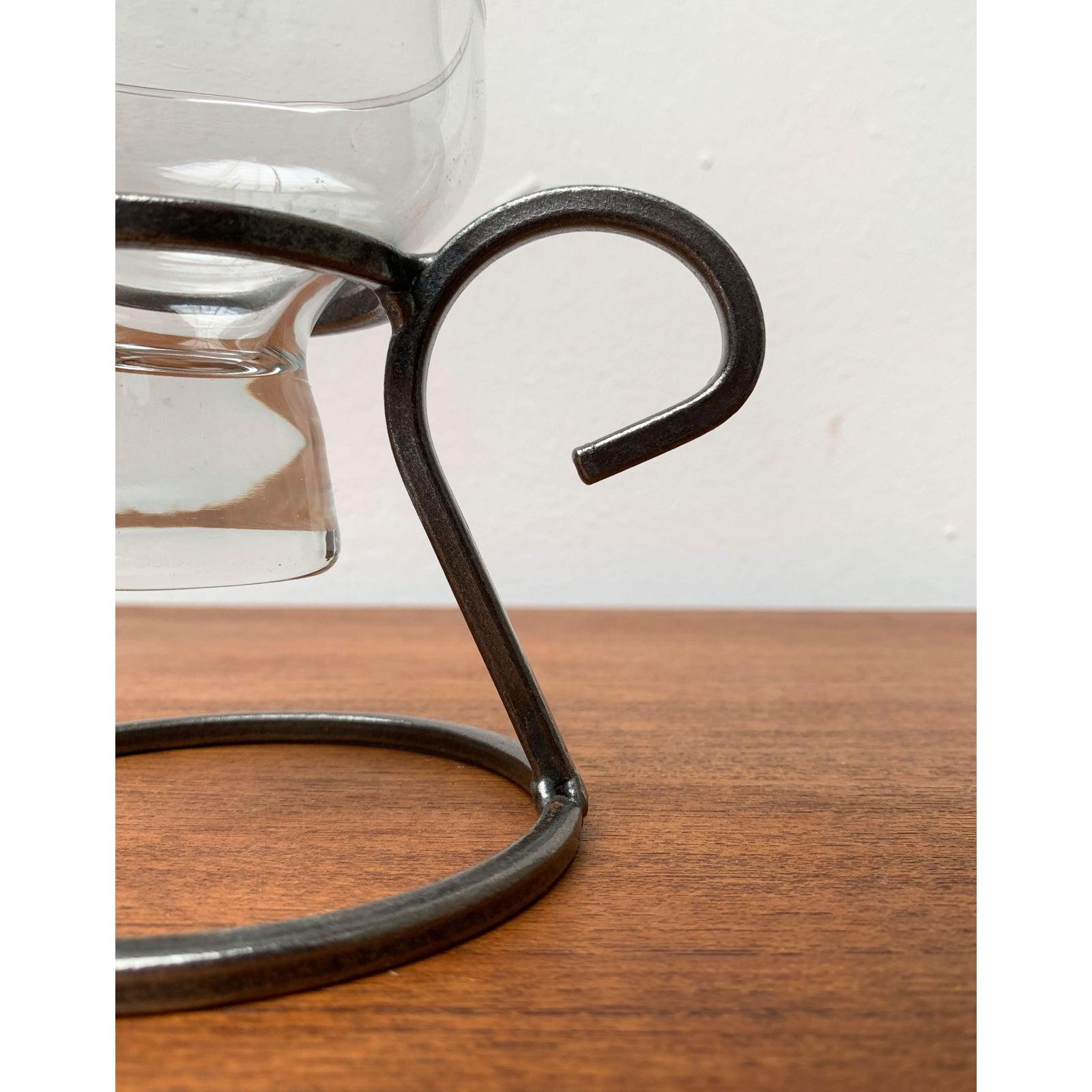 Mid-Century Danish Metal and Glass Candleholder 1960s For Sale 3