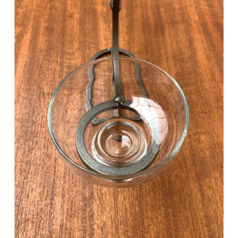 Mid-Century Danish Metal and Glass Candleholder, 1960s For Sale 3