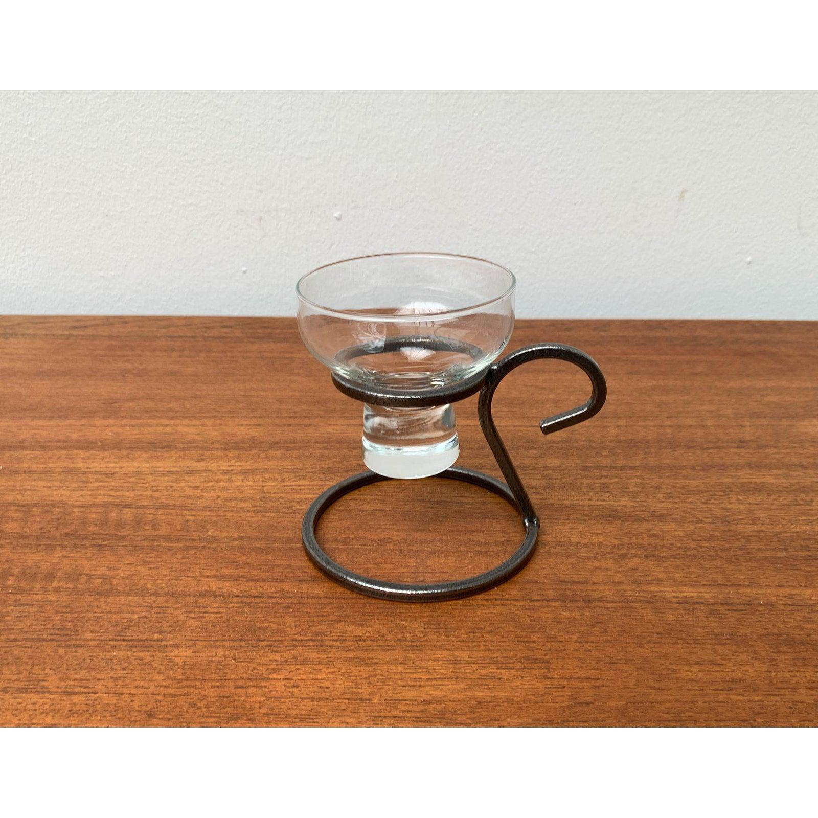 Mid-Century Danish Metal and Glass Candleholder 1960s For Sale 4
