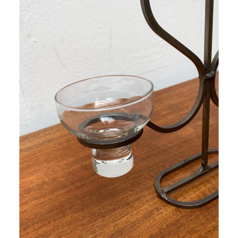 Mid-Century Danish Metal and Glass Candleholder, 1960s For Sale 4