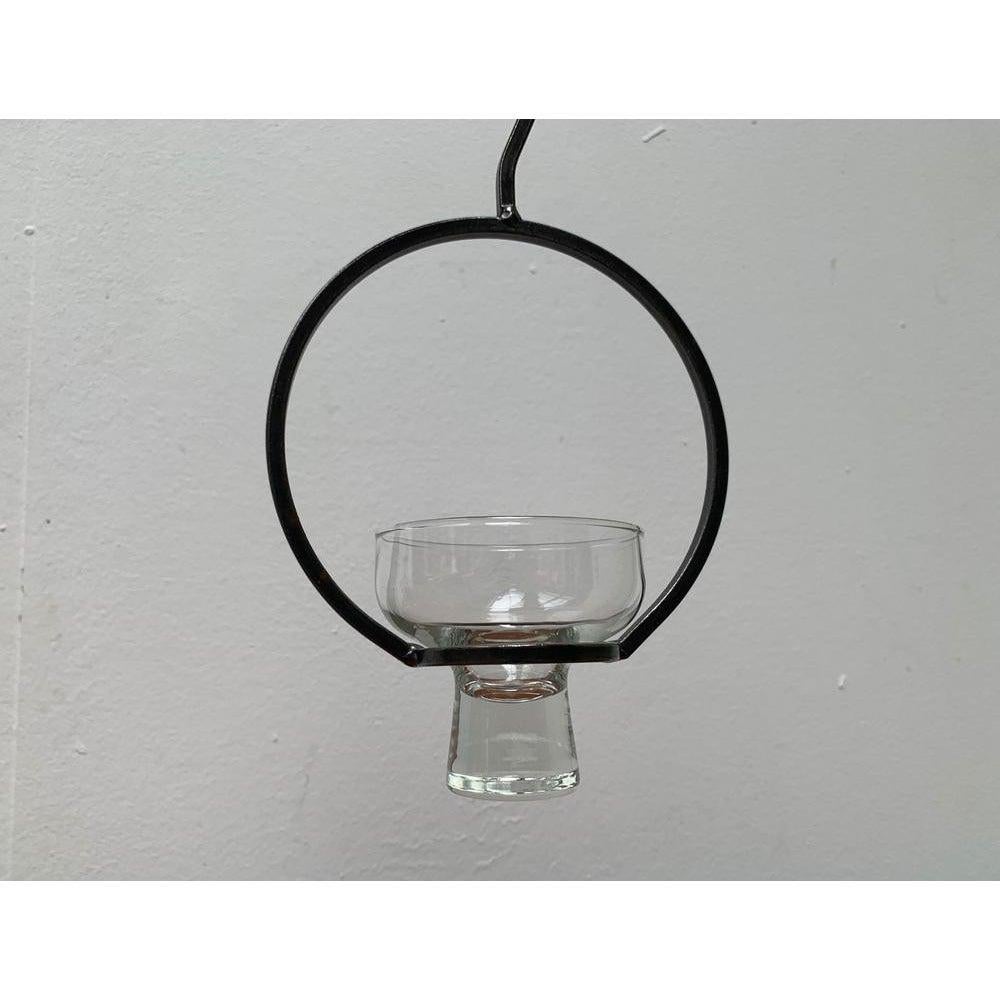 Mid-Century Danish Metal and Glass Candleholder, 1960s For Sale 4