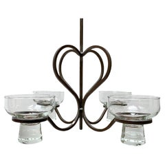 Mid-Century Danish Metal and Glass Candleholder, 1960s