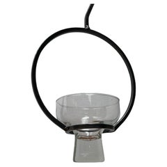 Mid-Century Danish Metal and Glass Candleholder, 1960s
