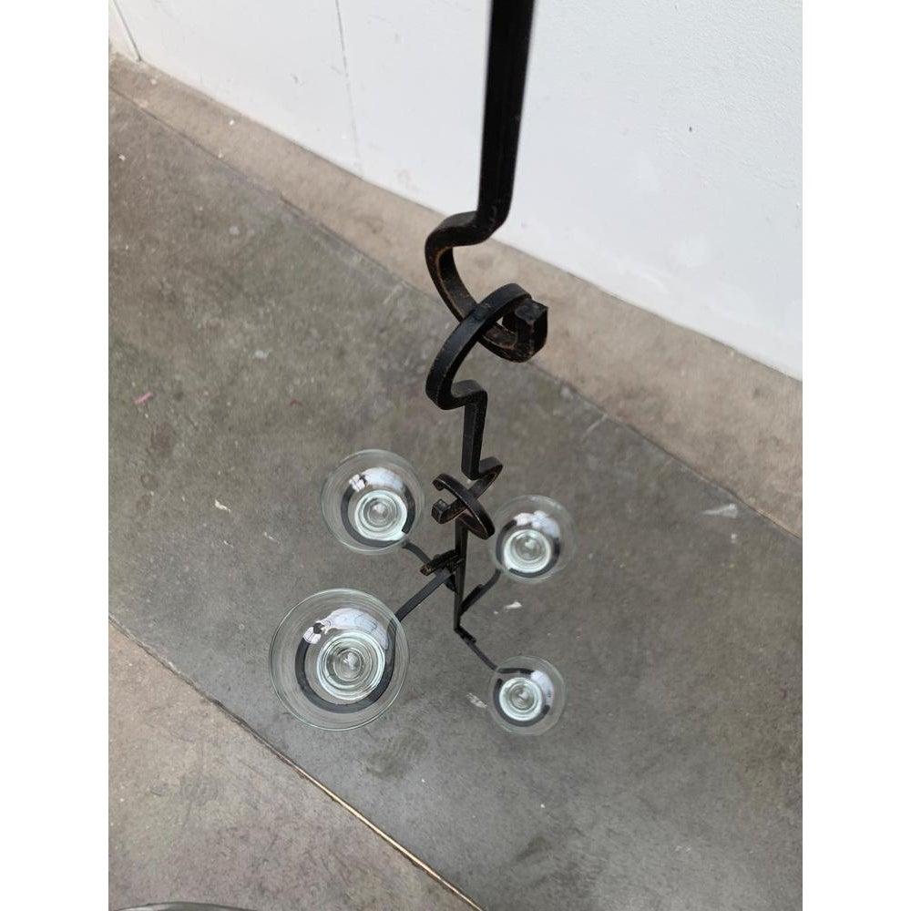 Mid-Century Danish Metal and Glass Candleholder Pendant 1960s For Sale 7