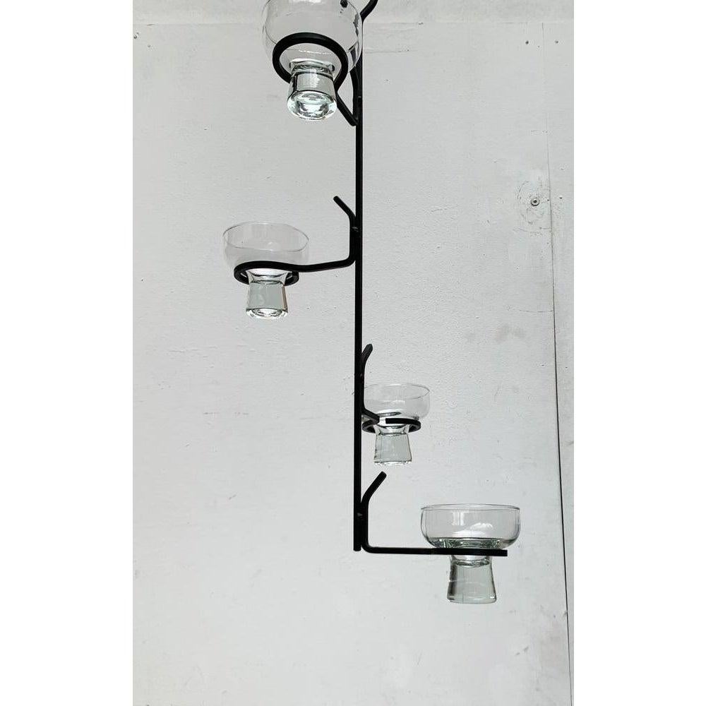 Mid-Century Danish Metal and Glass Candleholder Pendant 1960s For Sale 1