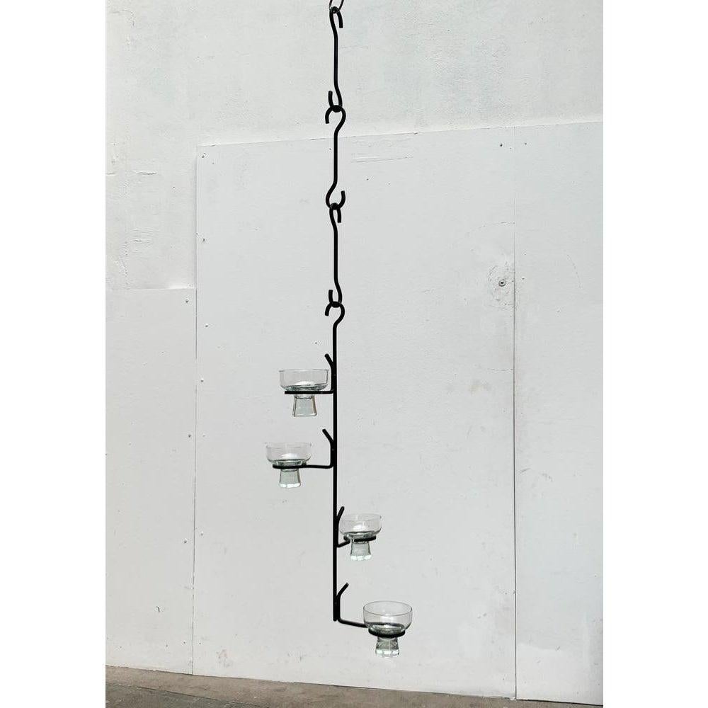 Mid-Century Danish Metal and Glass Candleholder Pendant 1960s For Sale 2