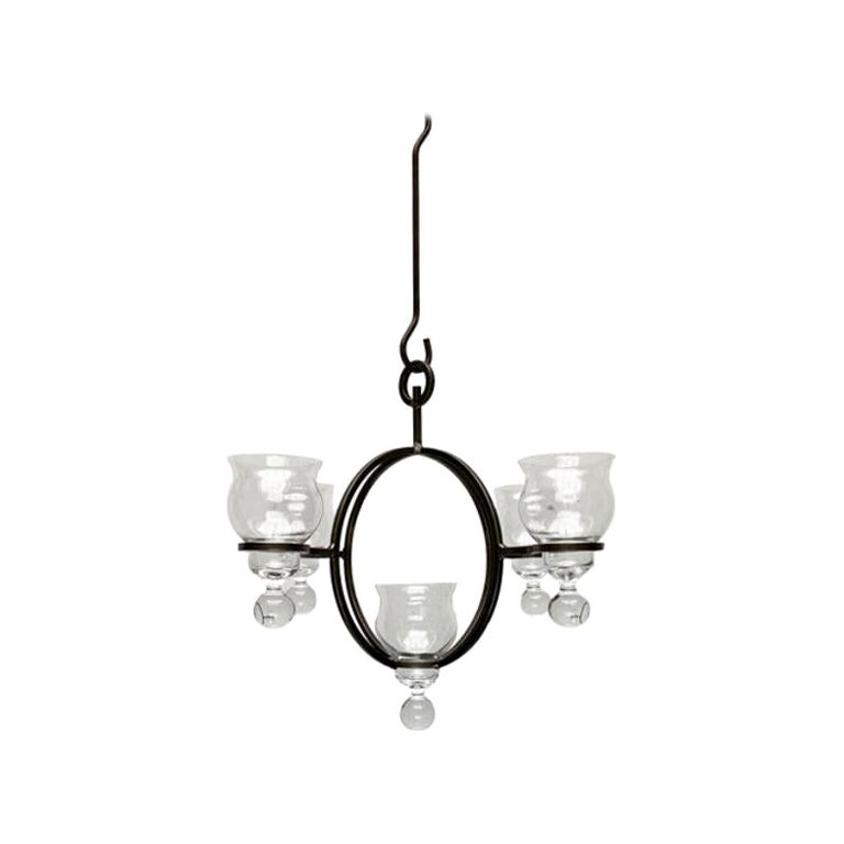 Pendentif danois du milieu du siècle dernier en métal et verre, années 1960