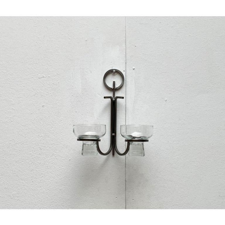 Mid-Century Danish Metal and Glass Wall Candleholder, 1960s For Sale 5