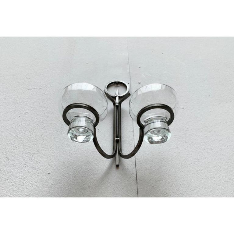 Mid-Century Danish Metal and Glass Wall Candleholder, 1960s, in Very Good conditions. Designed 1960 to 1969.

Additional information:
Materials: Glass, Metal
Style: Mid-Century Modern
Country of Origin: Denmark
Color: Gray
Item Type: Vintage,