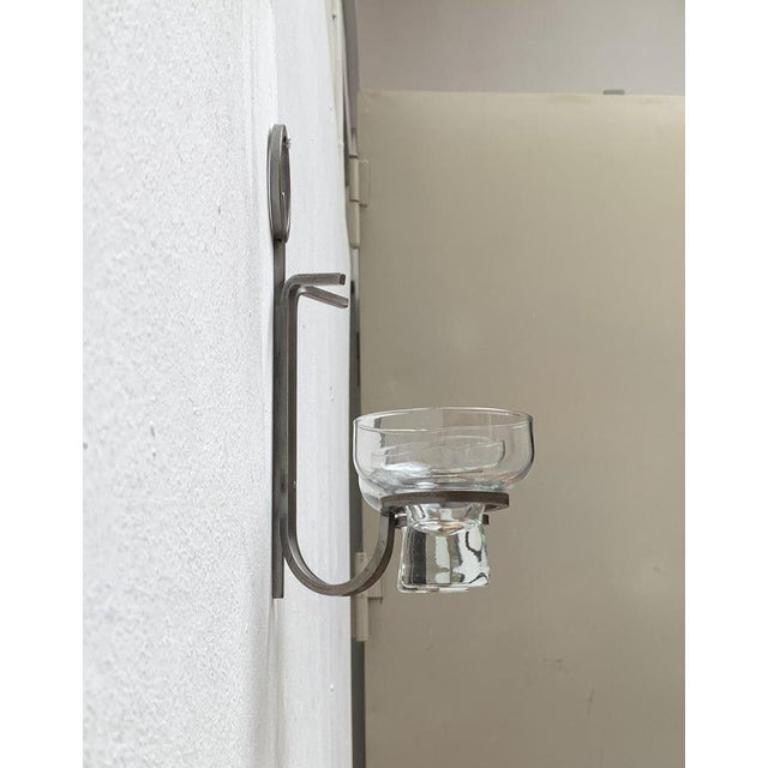 Mid-Century Modern Mid-Century Danish Metal and Glass Wall Candleholder, 1960s For Sale