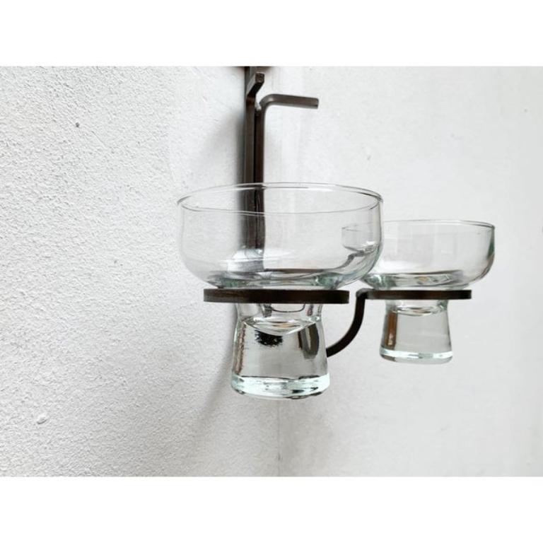 20th Century Mid-Century Danish Metal and Glass Wall Candleholder, 1960s For Sale