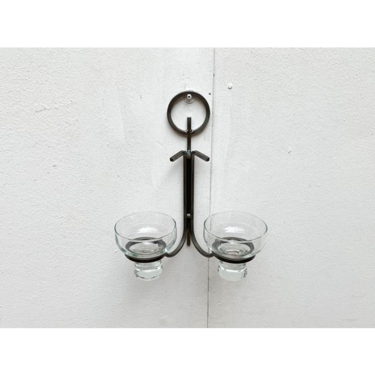 Mid-Century Danish Metal and Glass Wall Candleholder, 1960s For Sale 1