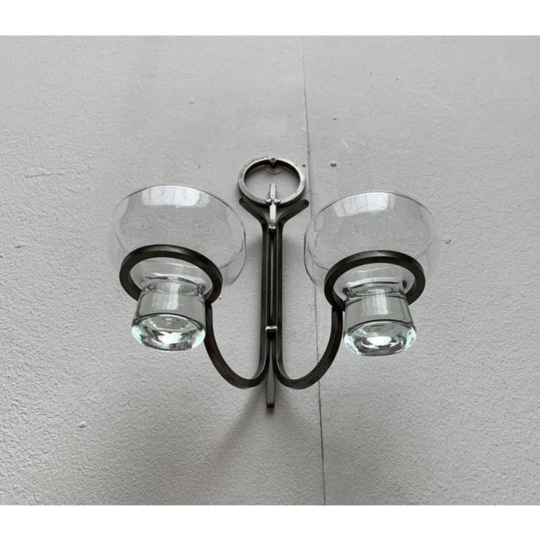 Mid-Century Danish Metal and Glass Wall Candleholder, 1960s For Sale 2